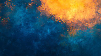Leinwandbilder - An abstract blue background with a yellow orange tint