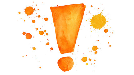 Leinwandbilder - Orange exclamation point in watercolor on a white background