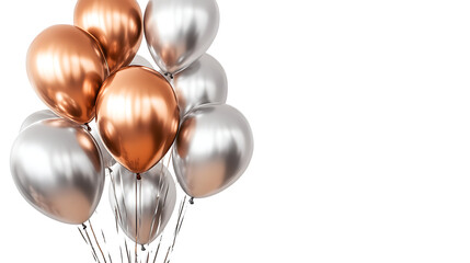 Aufkleber - Copper and silver balloons isolated on white background