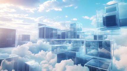 Poster - Financial cloud cubes concept