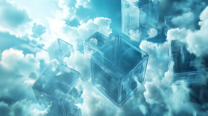 Poster - Financial cloud cubes concept