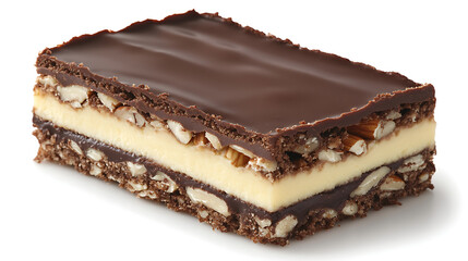 Aufkleber - Nanaimo bars are a Canadian dessert with wafer crumbs, a layer of almonds, walnuts and cocoa, vanilla custard filling and chocolate topping