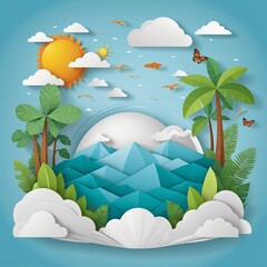 Canvas Print - Celebrating Clean Air: A Vibrant Illustration of Nature and Blue Skies