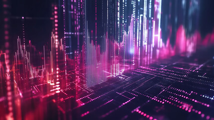 Leinwandbilder - Innovative financial technology background with futuristic digital graphs and data analytics visualization Highlighting market trends