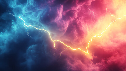 Poster - Dynamic 3d rendering of a lightning bolt Showcasing energy and power with a colorful background