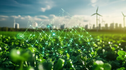 Aufkleber - Conceptual image of green hydrogen molecules with a futuristic Eco-friendly energy theme Emphasizing sustainability and clean energy