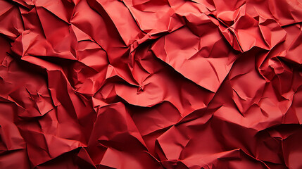 Aufkleber - Close up texture of red crumpled or torn old craft paper use as background with blank space for design, Creased recycle red craft paper texture