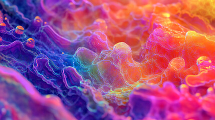 Fototapete - Chaotic colorful fantasy fractal pattern in an abstract 3D rendering for backgrounds or wallpapers