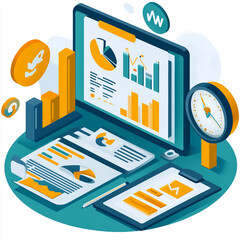 Aufkleber - Ai generate data analysis business insights infographic presentation digital environment strategic viewpoint visual concepts