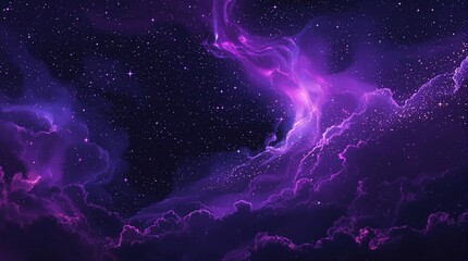 Wall Mural - Swirling purple clouds of gas and dust amidst thousands of twinkling stars in the vast cosmos, purple nebula, celestial bodies, cosmic dust, nebulae, space images.