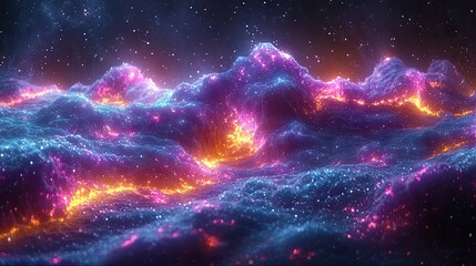 Wall Mural - cosmic nebula abstract background: colorful glowing space wonders