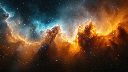Wall Mural - cosmic nebula abstract background: colorful glowing space wonders