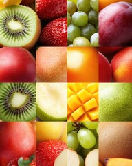 Poster - Vibrant Fruit Collage Showcasing Nature's Sweet Delights and Colorful Bounty
