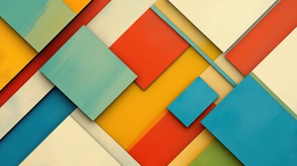 Poster - Vivid Interplay of Geometric Shapes Creating a Colorful Abstract Design in a Dynamic Composition