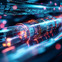 Poster - Ai generated digital data flow technology lab visual representation abstract environment futuristic viewpoint innovation concept