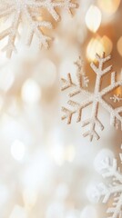 Poster - Delicate Winter Snowflakes Dancing in a Bokeh of Soft Pastel Hues