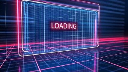 Poster - Vibrant loading screen with neon grid and futuristic graphic design