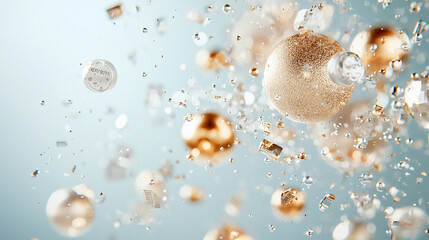 Poster - Dynamic golden orbs in motion abstract setting digital art vibrant environment aerial view ai generated concept