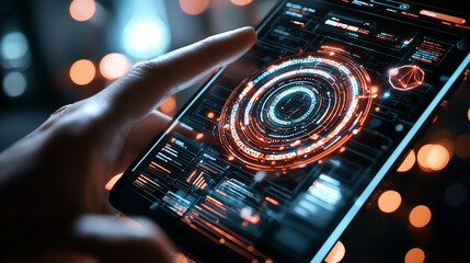 Poster - Ai generated interface interaction futuristic setting digital technology intimate viewpoint innovative concept for engagement