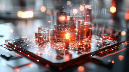 Poster - Ai generated urban landscape technology hub digital artwork futuristic environment close-up viewpoint advanced concepts