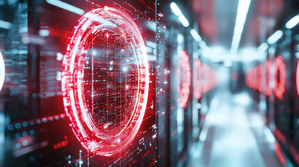 Poster - Ai generate visuals of high-tech server rooms data centers digital world futuristic environment close-up viewpoint