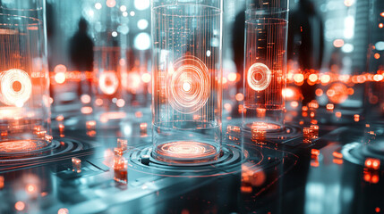 Fototapete - Ai generated visualization of futuristic technology digital lab digital art high-tech environment abstract viewpoint innovation concept
