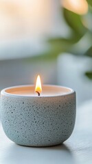 Aufkleber - Soft Glow of a Candle Illuminates a Tranquil Space in the Evening