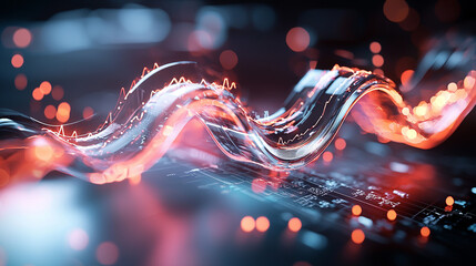 Poster - Ai generate visual wave patterns digital realm abstract art futuristic environment dynamic viewpoint creative concept