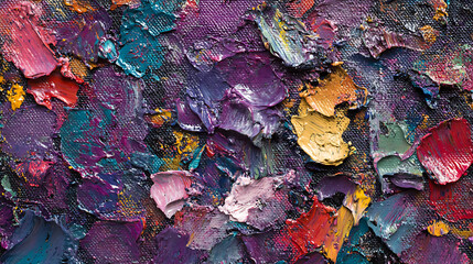 Poster - Abstract art background, Oil painting on canvas, Multicolored bright texture, Fragment of artwork, Spots of oil paint, Brushstrokes of paint, Modern art, Contemporary art