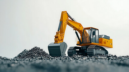 Poster - Excavator with digger isolated on white background