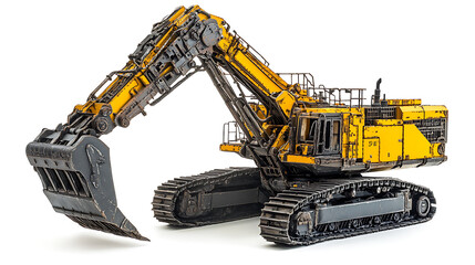 Poster - Excavator with digger isolated on white background