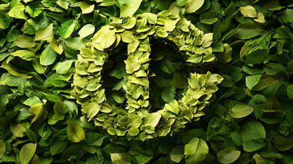 Poster - Euro currency symbol, creatively fashioned out of fresh leaves, symbolizing the European Unions commitment to environmentally sustainable initiatives and promoting eco-friendly economic growth