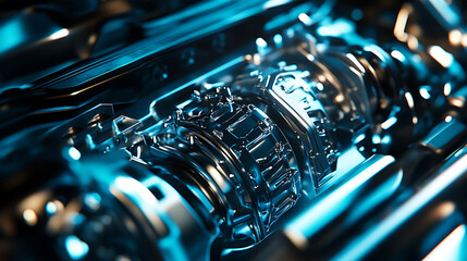 Poster - Mechanism of an automatic car gearbox, close-up
