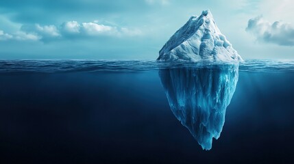 Poster - Dramatic capture of an iceberg tip breaking through icy waters, highlighting the hidden depths beneath