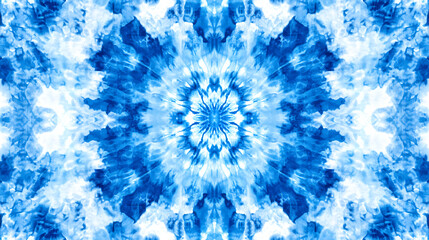 Aufkleber - Indigo traditional tie dye on a white background, Watercolor modern design, Tie dye background with crumpled effect, Artistic abstract blue pattern