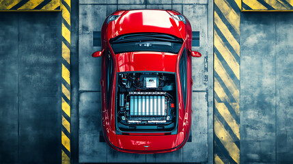 Aufkleber - Top view car battery magazine advertisement design