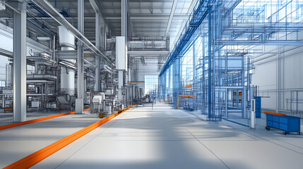 Poster - The concept of construction technology intersects with communication networks, embodying the principles of Industry 4, 0 and factory automation