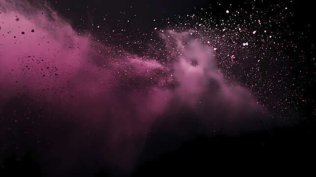 Abstract, colorful powder splashes on a black background, creating a color explosion
