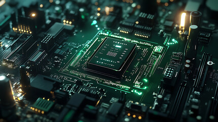 Poster - The smart home automation icon integrated with a motherboard symbolizes future technology for home remote control and automation