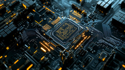 Aufkleber - The smart home automation icon integrated with a motherboard symbolizes future technology for home remote control and automation