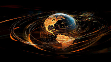 Poster - A globe with digital lines around it