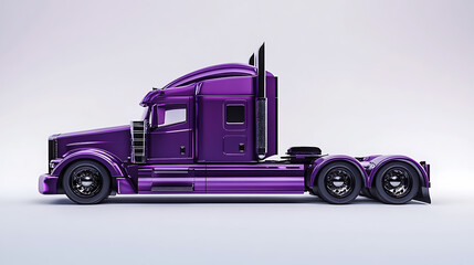 Poster - A purple semi truck isolated on a white background with the truck body in the market and a side view