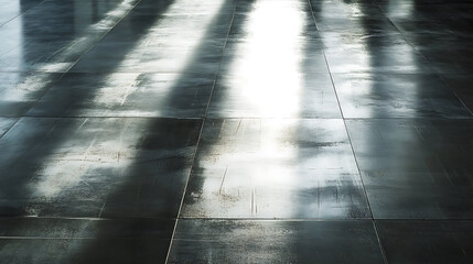 Poster - Brushed steel plate background texture horizontal ray lighting and shadow reflections