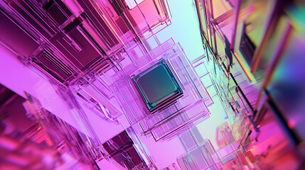 Aufkleber - In semiconductor manufacturing, a negative color image of a silicon die being picked up within a silicon wafer using a die attach machine