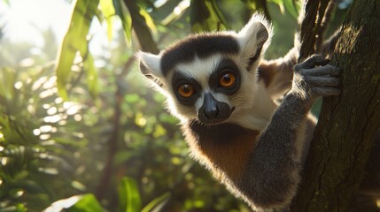 Sticker - A Curious Lemur Looking into the Camera