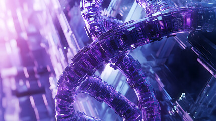 Poster - 3D illustration of a DNA helix representing advanced technology in genetic engineering, set against a futuristic background