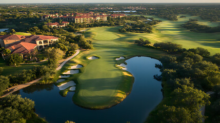 Poster - An aerial perspective showcasing a golf course