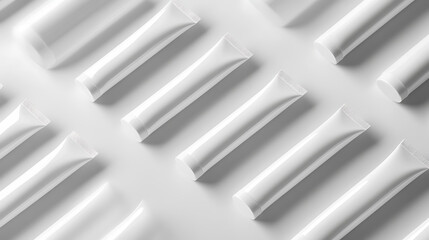 Poster - Blank white tube mockup for branding, arranged neatly on a minimalist gray background, symbolizing a generic cream or skincare product without any labels
