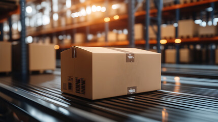 Poster - Blur warehouse background, Blurred store factory, industry warehouse space and hardware box for delivery with bokeh light background, business logistic distribution storage cargo concept