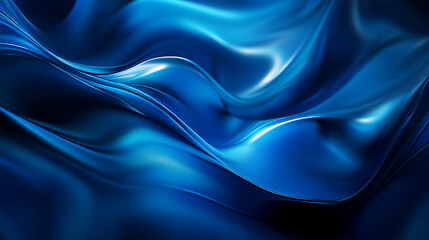 Poster - Deep blue satin, silk, texture background, abstract fabric with shiny design